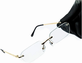 Street Knitted Rimless Designer Square Retro Gold Wire Metal Frame Luxury Clear Lens Eye Glasses Unisex Trendy Rectangle Frameless Hip Hop Glasses For Men And Women