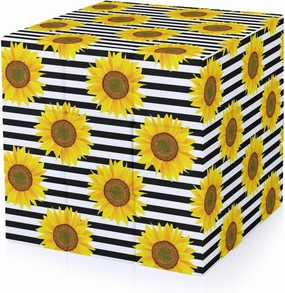 Sunflowers White Striped Funny 3x3x3 Cube Smooth Lightweight Puzzle for Adult Graphic Printing Travel