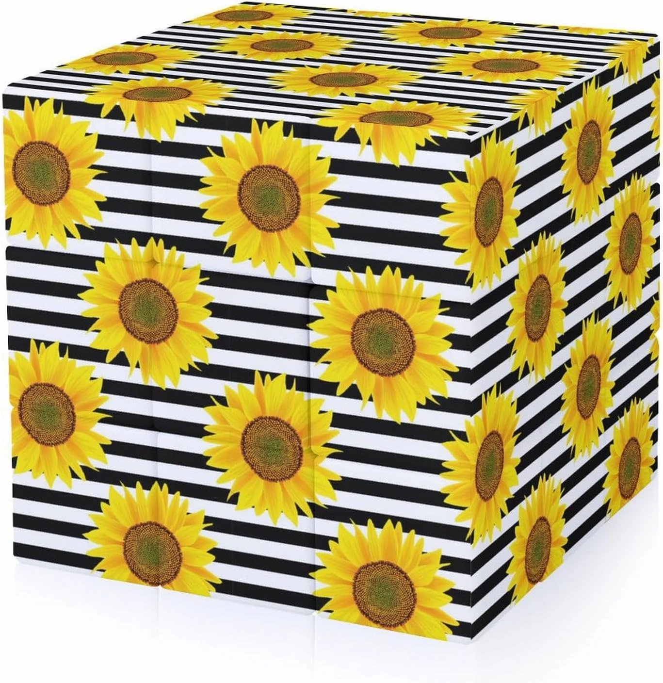 Sunflowers White Striped Funny 3x3x3 Cube Smooth Lightweight Puzzle for Adult Graphic Printing Travel