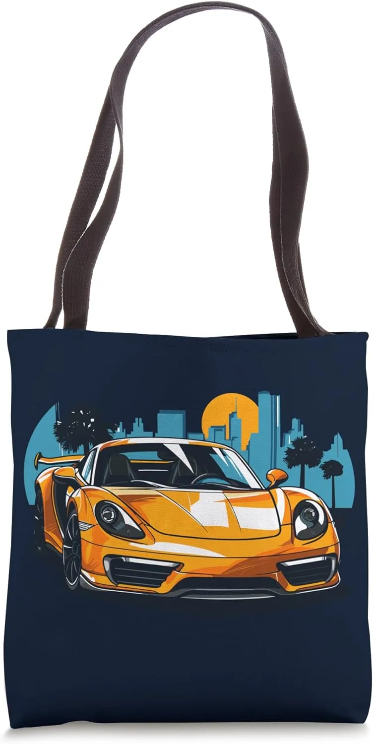Supercar Sports Car Concept City Skyscraper Skyline Vintage Tote Bag