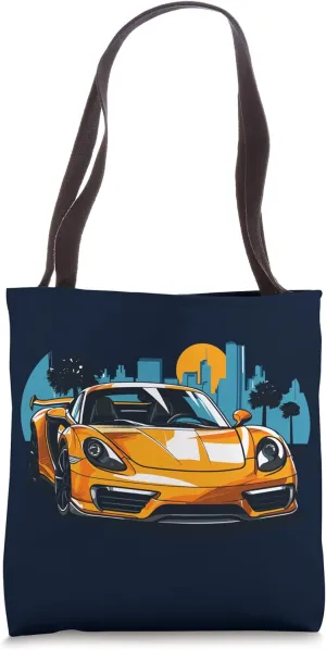 Supercar Sports Car Concept City Skyscraper Skyline Vintage Tote Bag