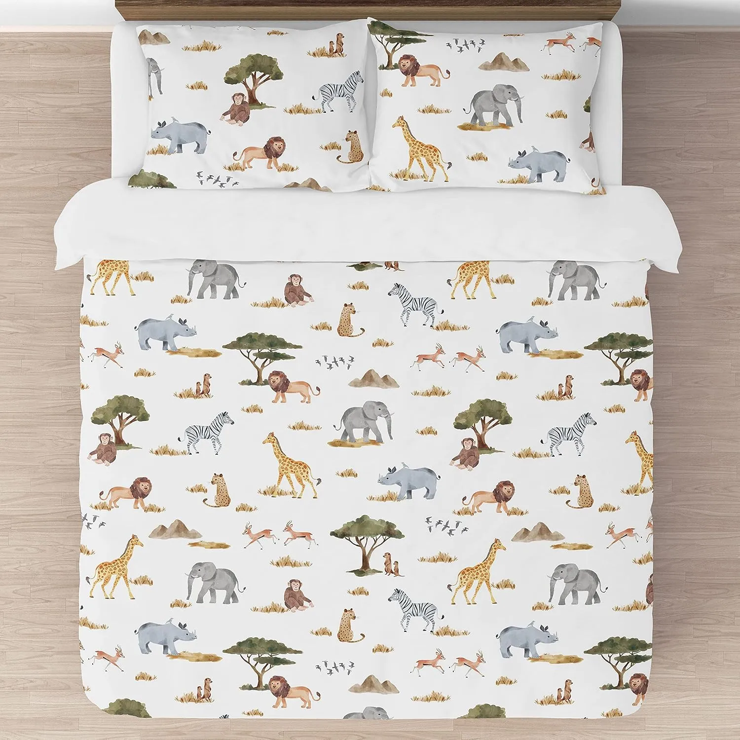 Sweet Jojo Designs Jungle Animals Boy Girl 3pc Full/Queen Bedding Comforter Set Hunter Green Yellow Grey Rust Orange Black White Wildlife Safari Animal Elephant Giraffe Lion Monkey Leopard Cheetah