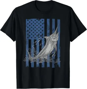 Swordfish Fishing American Flag Deep Sea Fishing T-Shirt