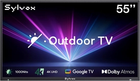 SYLVOX New 55” Outdoor Smart TV, Superior Waterproof Performance, Upgraded Matte Finish for Enhanced Anti-Glare Effect, Full Metal, with Dolby Atoms, 1000nits, Partial Sun Deck Pro 2.0  Series