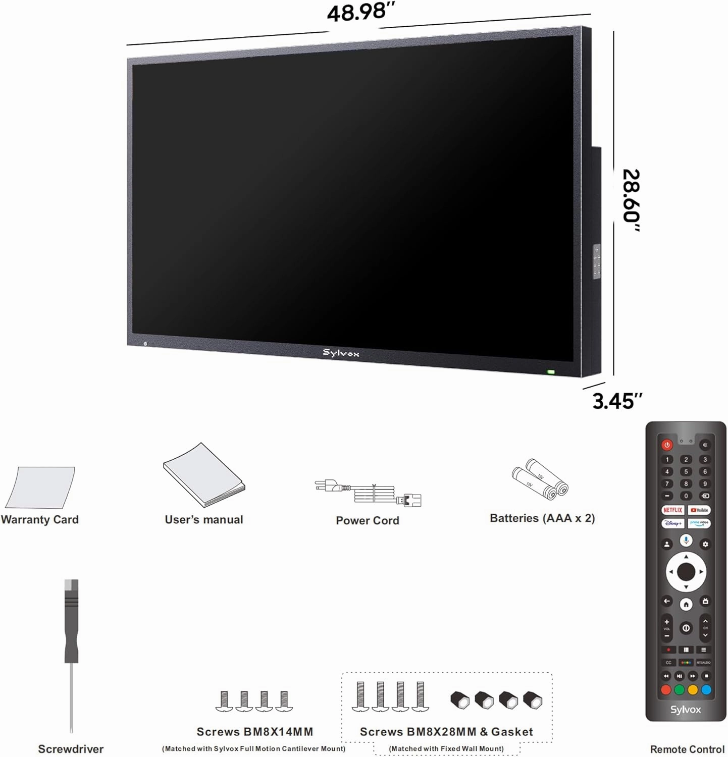 SYLVOX New 55” Outdoor Smart TV, Superior Waterproof Performance, Upgraded Matte Finish for Enhanced Anti-Glare Effect, Full Metal, with Dolby Atoms, 1000nits, Partial Sun Deck Pro 2.0  Series