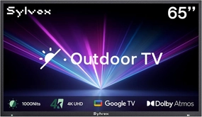 SYLVOX New 65” Outdoor Smart TV, Superior Waterproof Performance, Upgraded Matte Finish for Enhanced Anti-Glare Effect, Full Metal, with Dolby Atoms, 1000nits, Partial Sun Deck Pro 2.0  Series