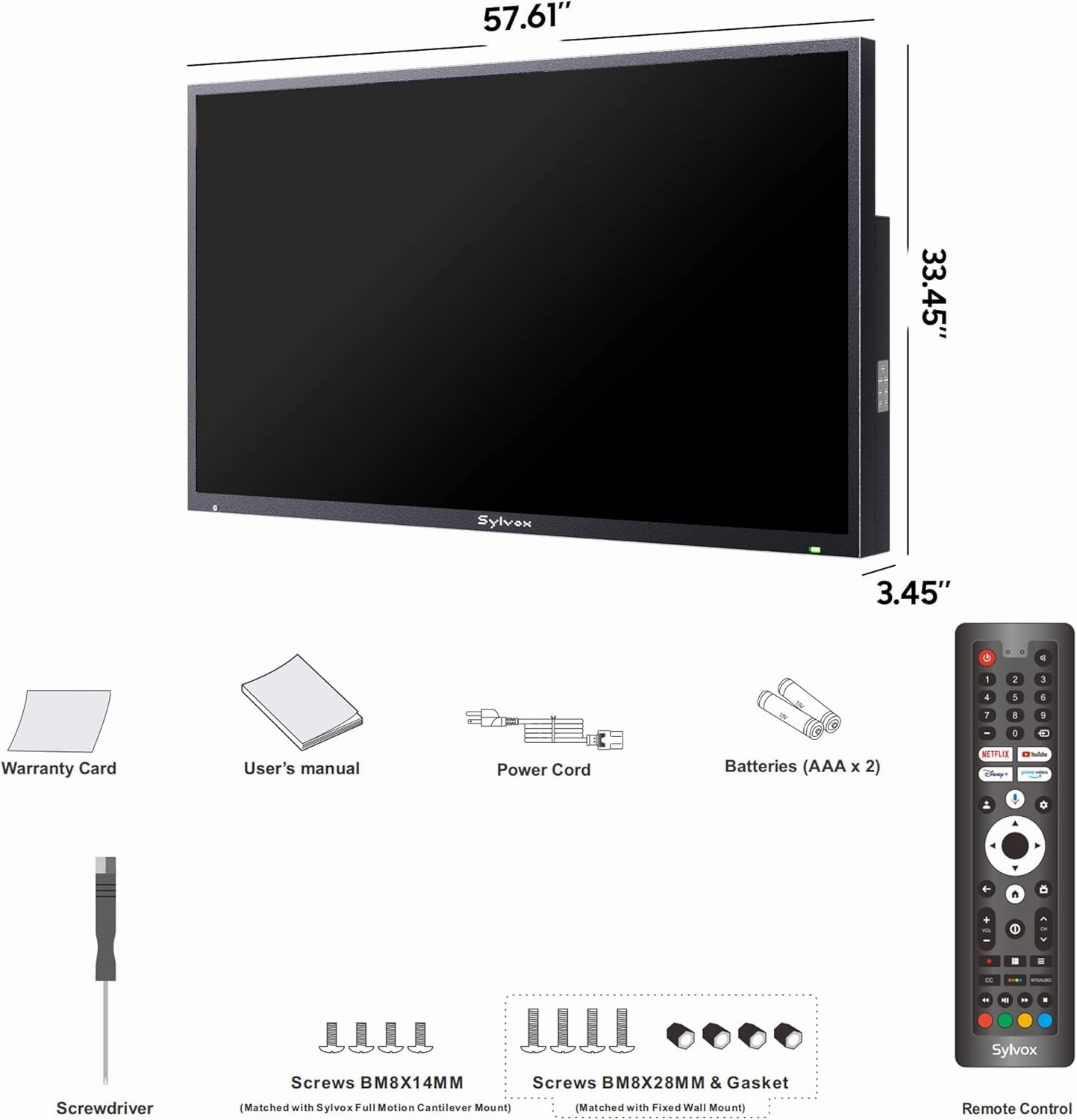SYLVOX New 65” Outdoor Smart TV, Superior Waterproof Performance, Upgraded Matte Finish for Enhanced Anti-Glare Effect, Full Metal, with Dolby Atoms, 1000nits, Partial Sun Deck Pro 2.0  Series