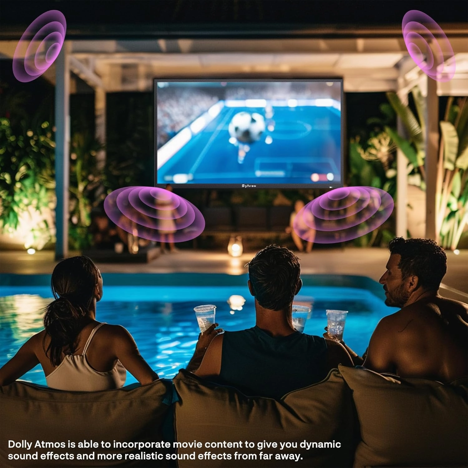 SYLVOX New 75” Outdoor Smart TV, Superior Waterproof Performance, Upgraded Matte Finish for Enhanced Anti-Glare Effect, Full Metal, with Dolby Atoms, 1000nits, Partial Sun Deck Pro 2.0  Series