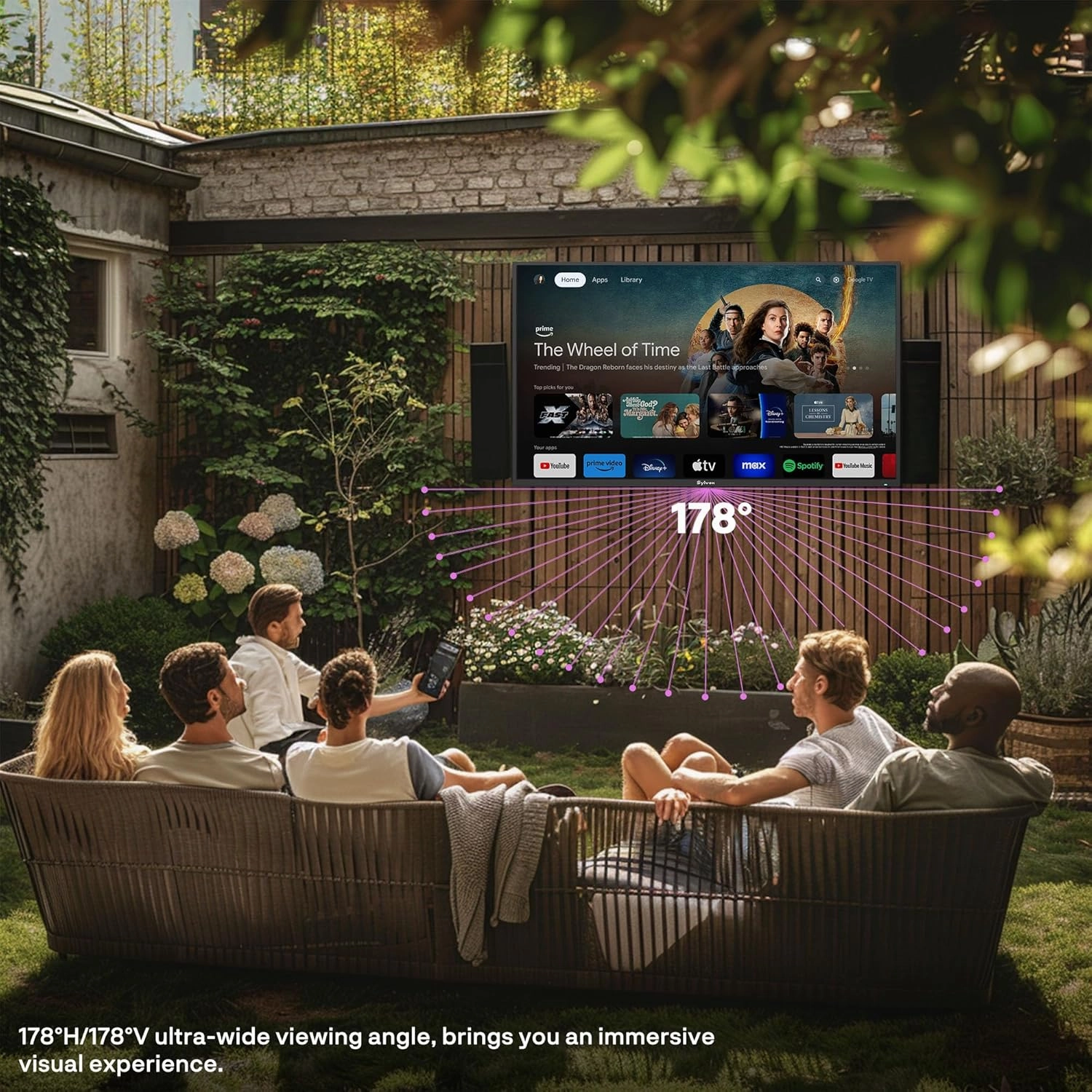 SYLVOX New 75” Outdoor Smart TV, Superior Waterproof Performance, Upgraded Matte Finish for Enhanced Anti-Glare Effect, Full Metal, with Dolby Atoms, 1000nits, Partial Sun Deck Pro 2.0  Series