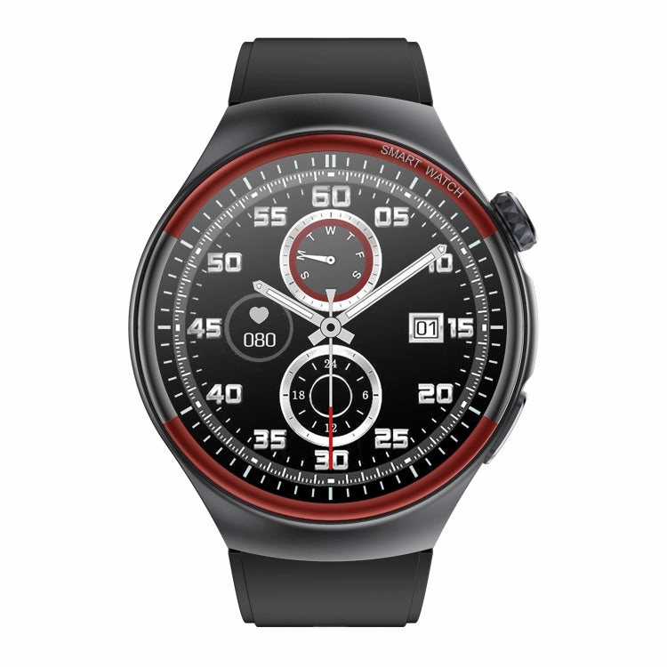 T82 1.43 inch Round Screen BT Call Smart Watch, Heart Rate / Blood Pressure / Blood Oxygen / Sleep / Blood Sugar / HRV / Metope / SOS, Strap:Silicone Black