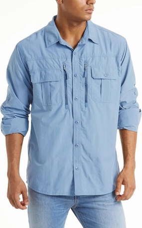 TACVASEN Fishing Shirt for Men, Long Sleeve Shirt Quick Dry Fit, Tactical Shirt Button Up, Work Shirt Lightweight Safari