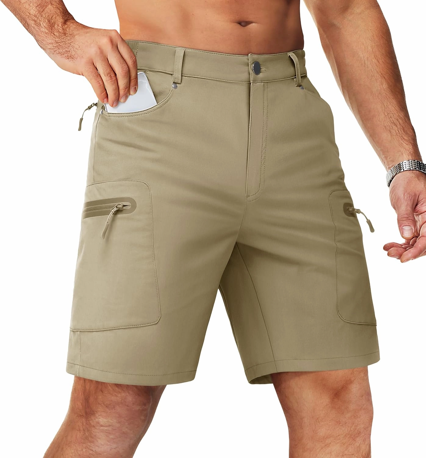 TACVASEN Men's Hiking Cargo Shorts 10" Quick Dry Lightweight Casual Summer Outdoor Golf Shorts with 5 Zipper Pockets
