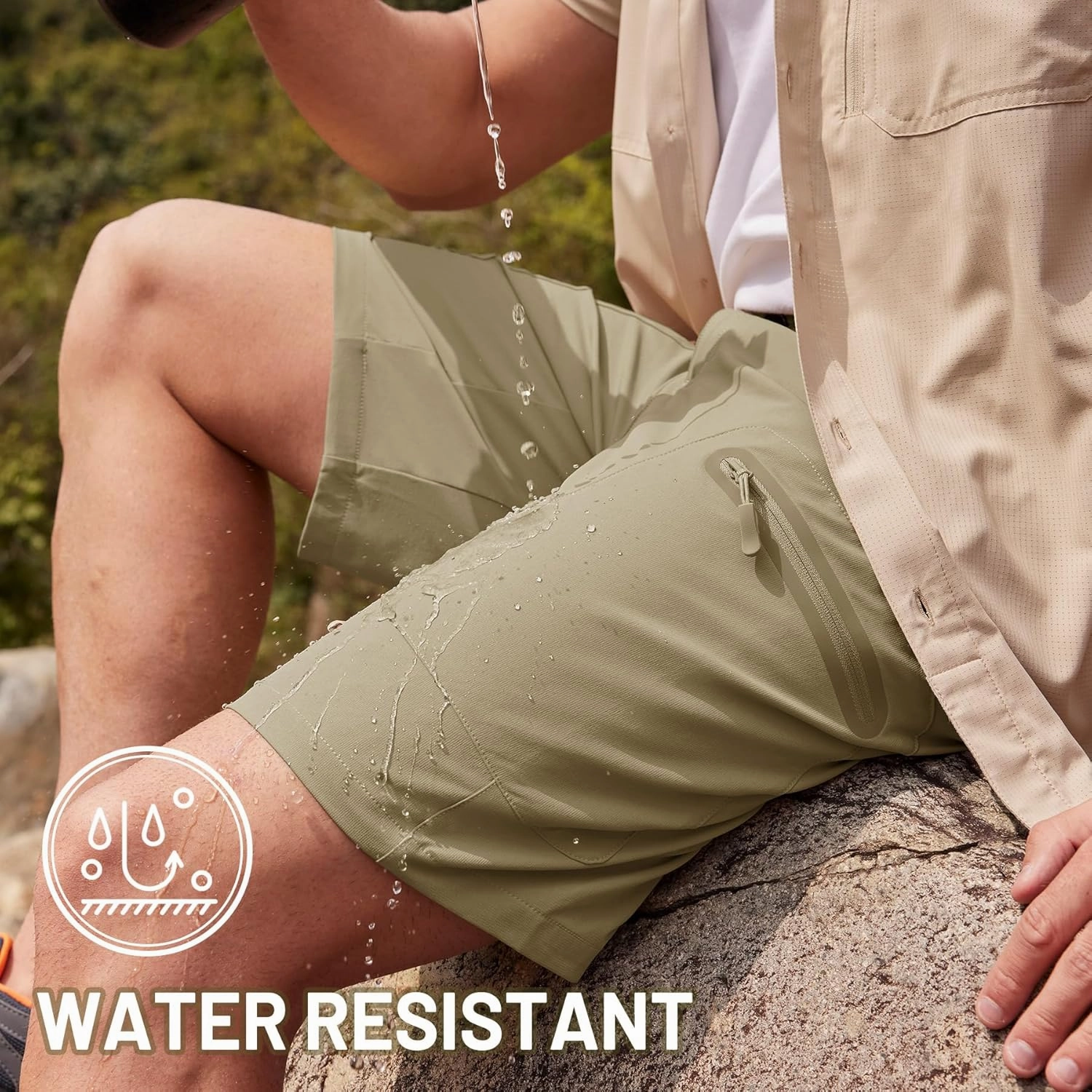 TACVASEN Men's Hiking Cargo Shorts 10" Quick Dry Lightweight Casual Summer Outdoor Golf Shorts with 5 Zipper Pockets