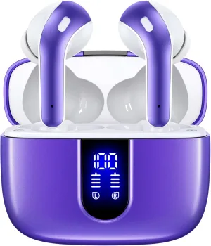 TAGRY Bluetooth Headphones True Wireless Earbuds 60H Playback LED Power Display Earphones with Wireless Charging Case IPX5 Waterproof in-Ear Ear buds with Mic for TV Smart Phone Laptop Computer Sports