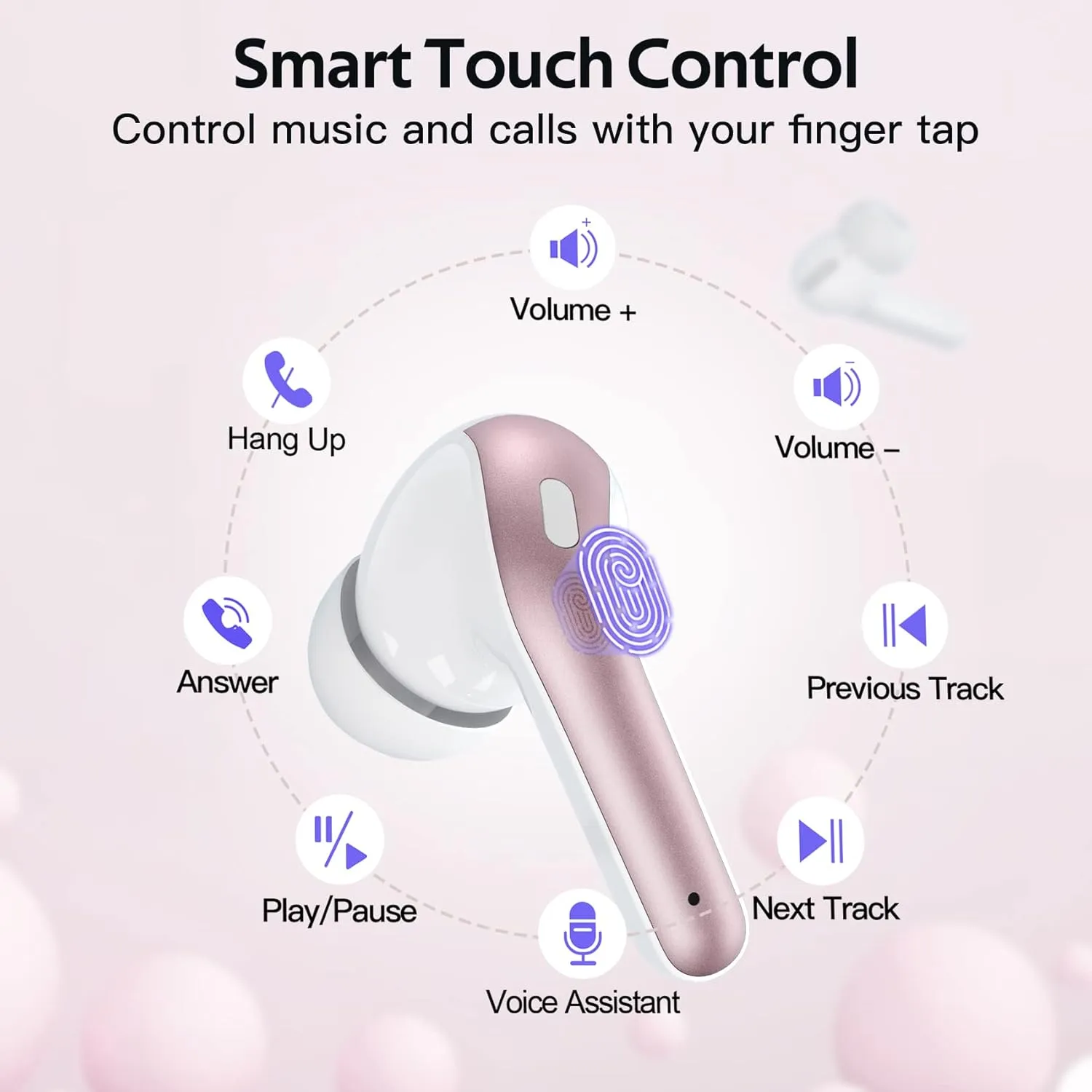 TAGRY Bluetooth Headphones True Wireless Earbuds 60H Playback LED Power Display Earphones with Wireless Charging Case IPX5 Waterproof in-Ear Ear buds with Mic for TV Smart Phone Laptop Computer Sports