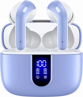 TAGRY Bluetooth Headphones True Wireless Earbuds 60H Playback LED Power Display Earphones with Wireless Charging Case IPX5 Waterproof in-Ear Ear buds with Mic for TV Smart Phone Laptop Computer Sports
