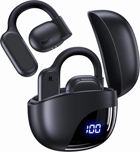 TAGRY Open Ear Headphones 80H Playtime Bluetooth Ear Buds Wireless Earbuds with Earhooks IPX7 Waterproof Touch Control Air Conduction Sport Headsets Bluetooth 5.3 Earphones for Workout Running Black