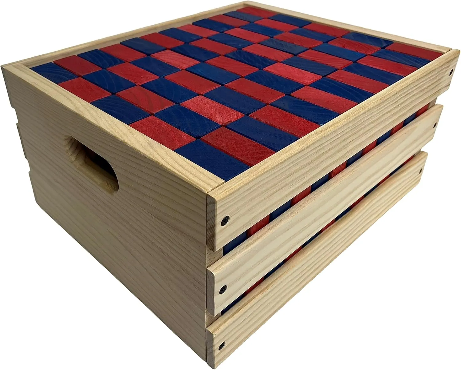 Tailgating Pros Premium Giant Toppling Timbers with Navy Crate – Choose Your Team Colors! Jumbo Outdoor Yard Game, Tower Grows to Over 5 Feet! – Optional Tipsy Stickers Available!