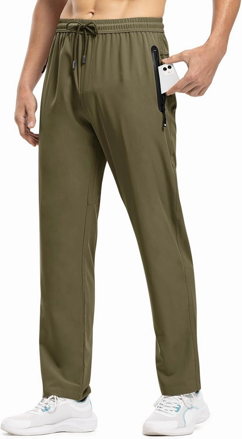 TBMPOY Men's Lightweight Hiking Travel Pants Breathable Athletic Fishing Active Joggers Zipper Pockets