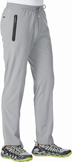 TBMPOY Men's Lightweight Hiking Travel Pants Breathable Athletic Fishing Active Joggers Zipper Pockets