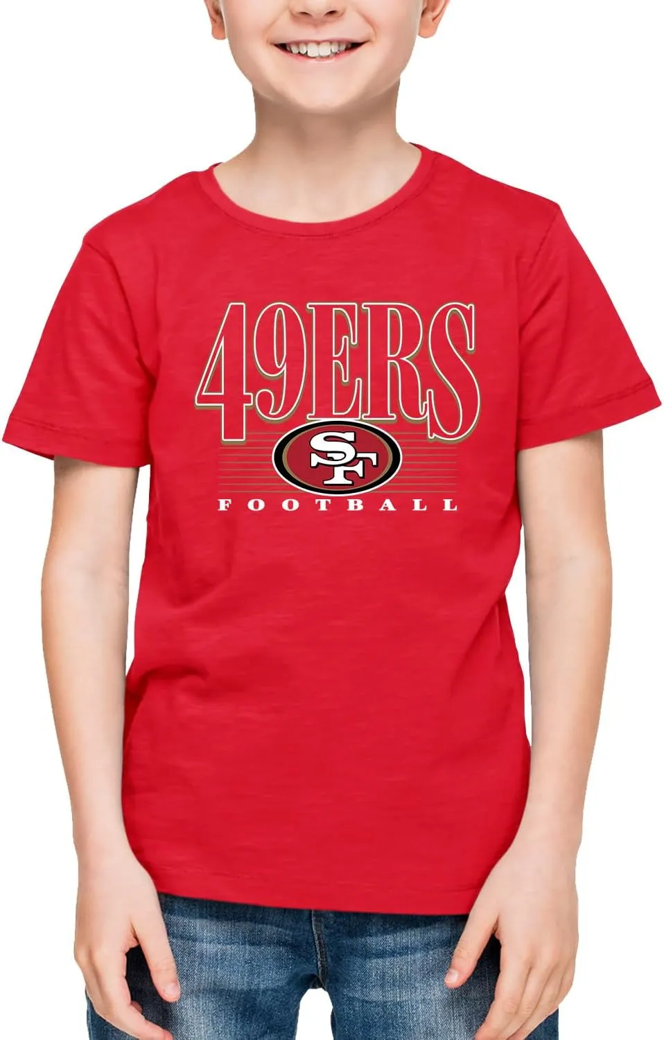Team Fan Apparel NFL Youth Overtime Blueprint Football T-Shirt Unisex Tag Free Comfortable, Boys & Girls, Lightweight Soft