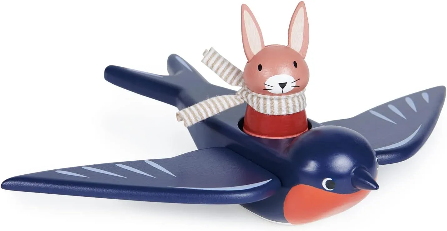 Tender Leaf Toys - Swifty Bird - Solid Wood Bird Toy with Removeable Bunny Character - Open-Ended Play Toy for Toddler Boys and Girls - Explore Role-Play and Imagination - Age 3 