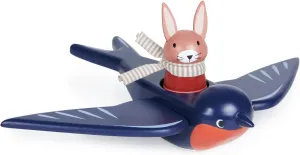 Tender Leaf Toys - Swifty Bird - Solid Wood Bird Toy with Removeable Bunny Character - Open-Ended Play Toy for Toddler Boys and Girls - Explore Role-Play and Imagination - Age 3 
