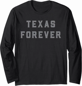 Texas Forever Grey Distressed Bold Design Long Sleeve T-Shirt