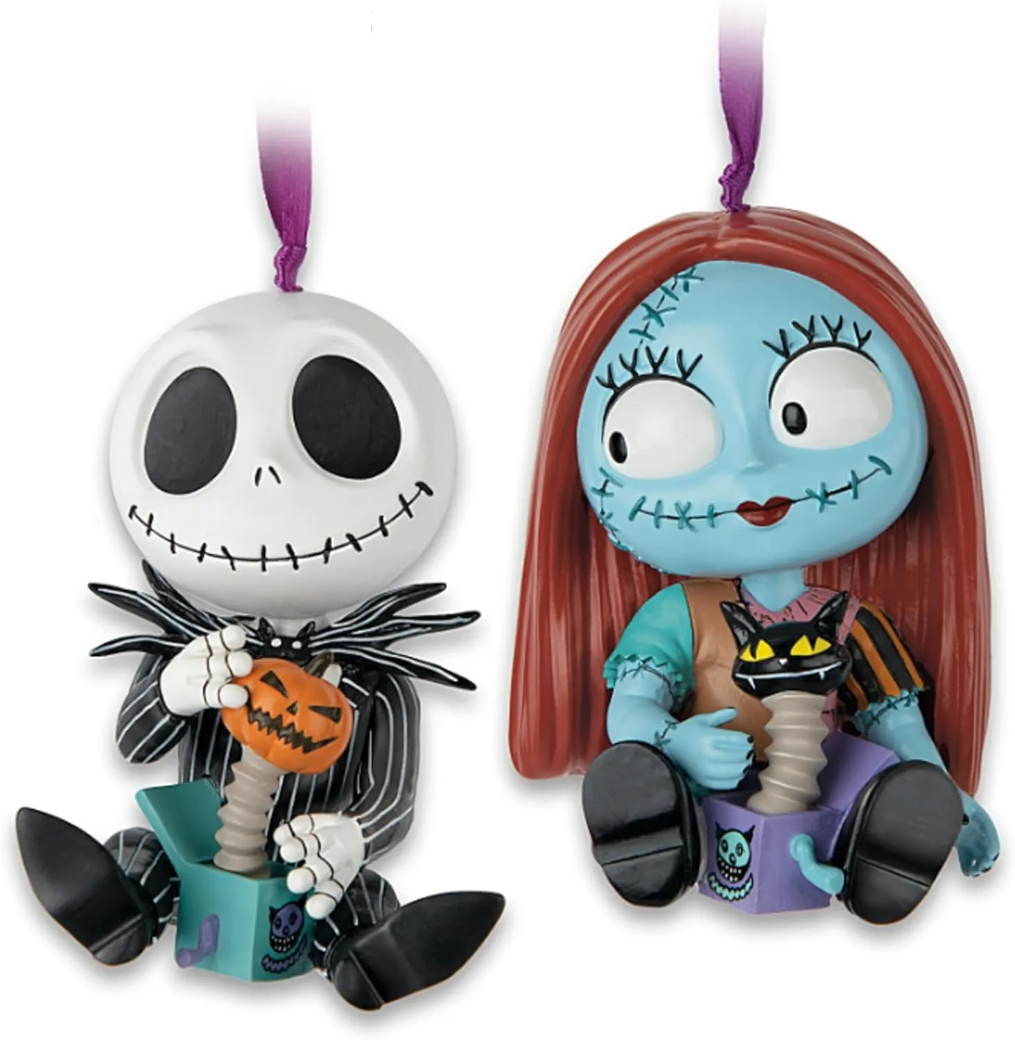 The Ashton-Drake Galleries Disney Tim Burton's Nightmare Before Christmas Merry Scary Tot Ornament Collection (Jack Skellington and Sally)