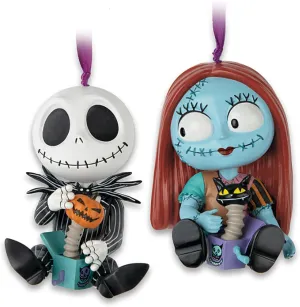 The Ashton-Drake Galleries Disney Tim Burton's Nightmare Before Christmas Merry Scary Tot Ornament Collection (Jack Skellington and Sally)