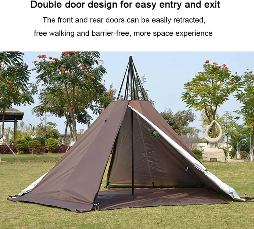 Tipi Hot Tents Outdoor Tents Teepee with Stove Hole Waterproof Family Pyramid Tent Camping Backpacking Hiking Mountaineering Heated Shelter