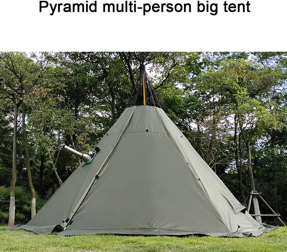 Tipi Hot Tents Outdoor Tents Teepee with Stove Hole Waterproof Family Pyramid Tent Camping Backpacking Hiking Mountaineering Heated Shelter