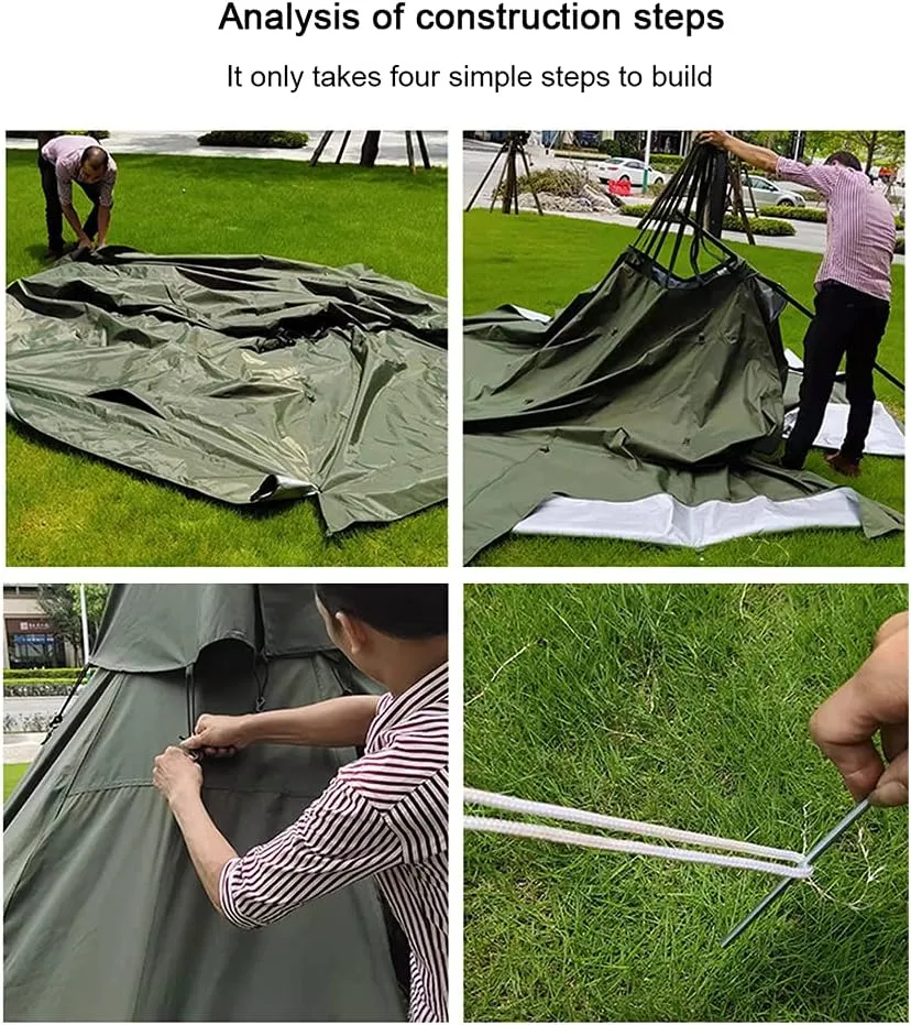 Tipi Hot Tents Outdoor Tents Teepee with Stove Hole Waterproof Family Pyramid Tent Camping Backpacking Hiking Mountaineering Heated Shelter
