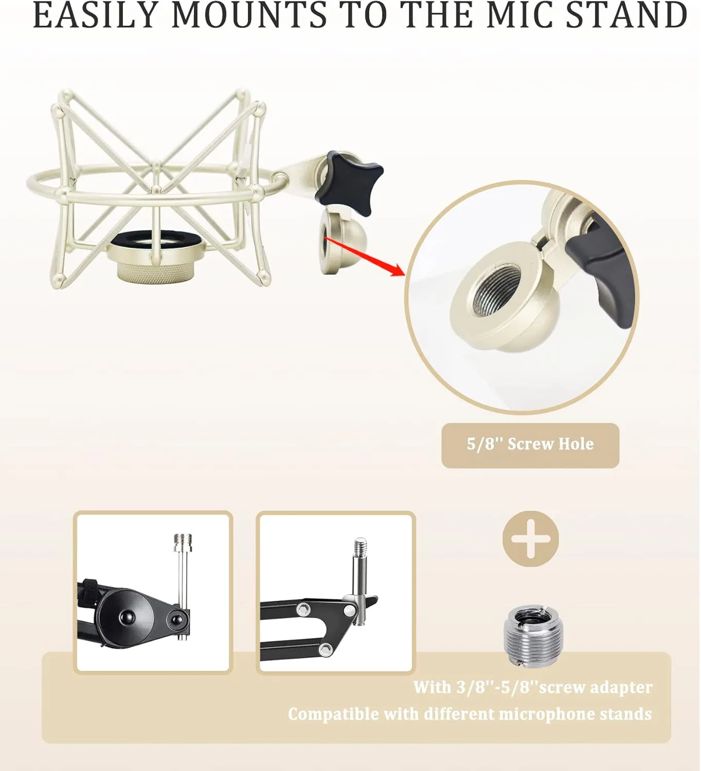 TLM 103 Shock Mount - Microphone Mount Compatible for Neumann TLM 103 M147 Condenser Mic by SUUNTOK,Silver