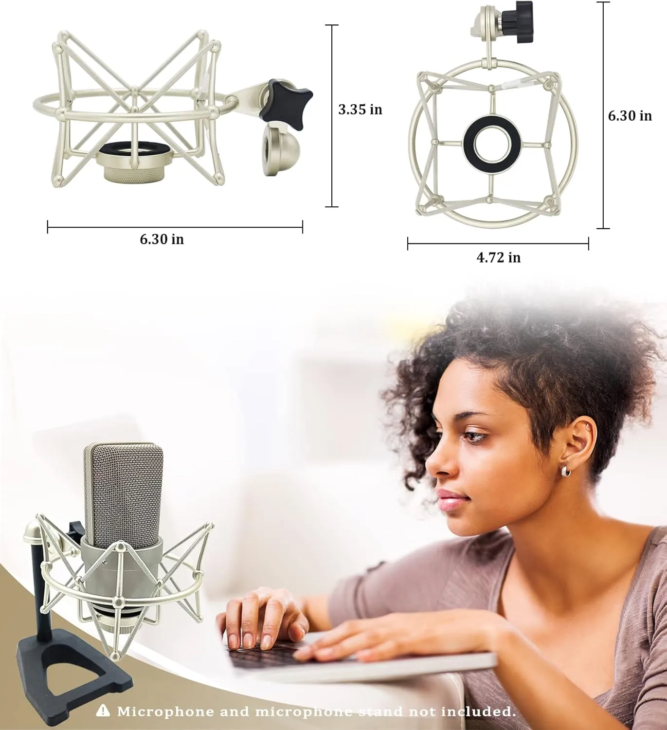 TLM 103 Shock Mount - Microphone Mount Compatible for Neumann TLM 103 M147 Condenser Mic by SUUNTOK,Silver