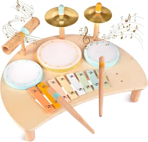 Toddlers Drum Set Toys for 1 Year Old Boy Girls,Baby Drum with Xylophone for Toddlers 1-3,Musical Instruments, Kids Wooden Montessori Toys, Christmas Birthday Gifts for Age 1 2 3 