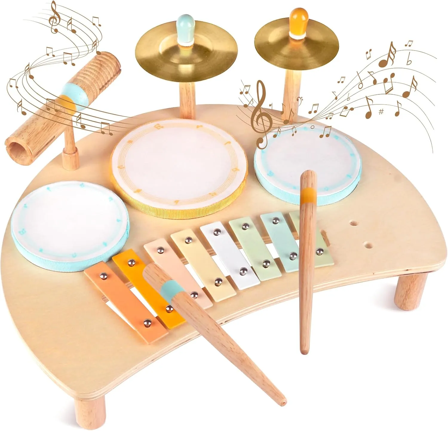 Toddlers Drum Set Toys for 1 Year Old Boy Girls,Baby Drum with Xylophone for Toddlers 1-3,Musical Instruments, Kids Wooden Montessori Toys, Christmas Birthday Gifts for Age 1 2 3 