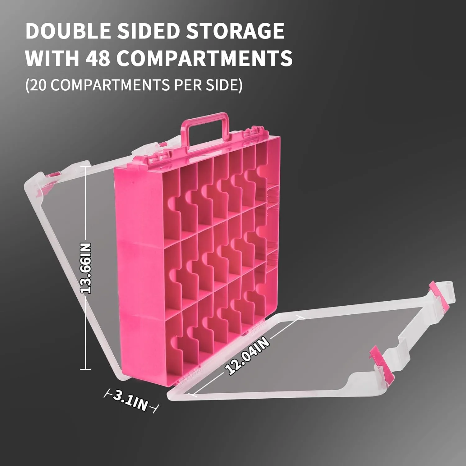 Toy Car Storage Organizer Case Compatible with Hot Wheels/for Matchbox Cars. Display Carrying Container Holder for LOL Surprise Dolls/for Shopkins with 48 Compartments Double Sided-Pink (Box Only)