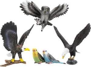 Toymany 5PCS Eagle Toy Realistic Textures Bird Figurines, Eagle Toys Animal Figures Set Bald Eagles Owl Educational Birthday Gift for Boys Girls Kids Toddlers Cake Topper
