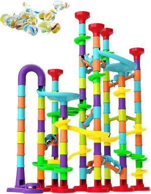 Toys for Boys 4-6 - Marble Runs 3D Maze Game DIY Educational Toys for Kids 5-7 Birthday Gift,Track Pipe Building Blocks Mini Glass Marbles for Kids,Toys for 3  Year Old Boys Christmas (142PIECES)