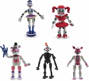 Toysvill FNAF Action Figures Sister Location (Set of 5 pcs), More Than 5 inches [Funtime Freddy Bear, Circus Baby, Ennard, Ballora, Funtime Foxy], Fun Action Simulator