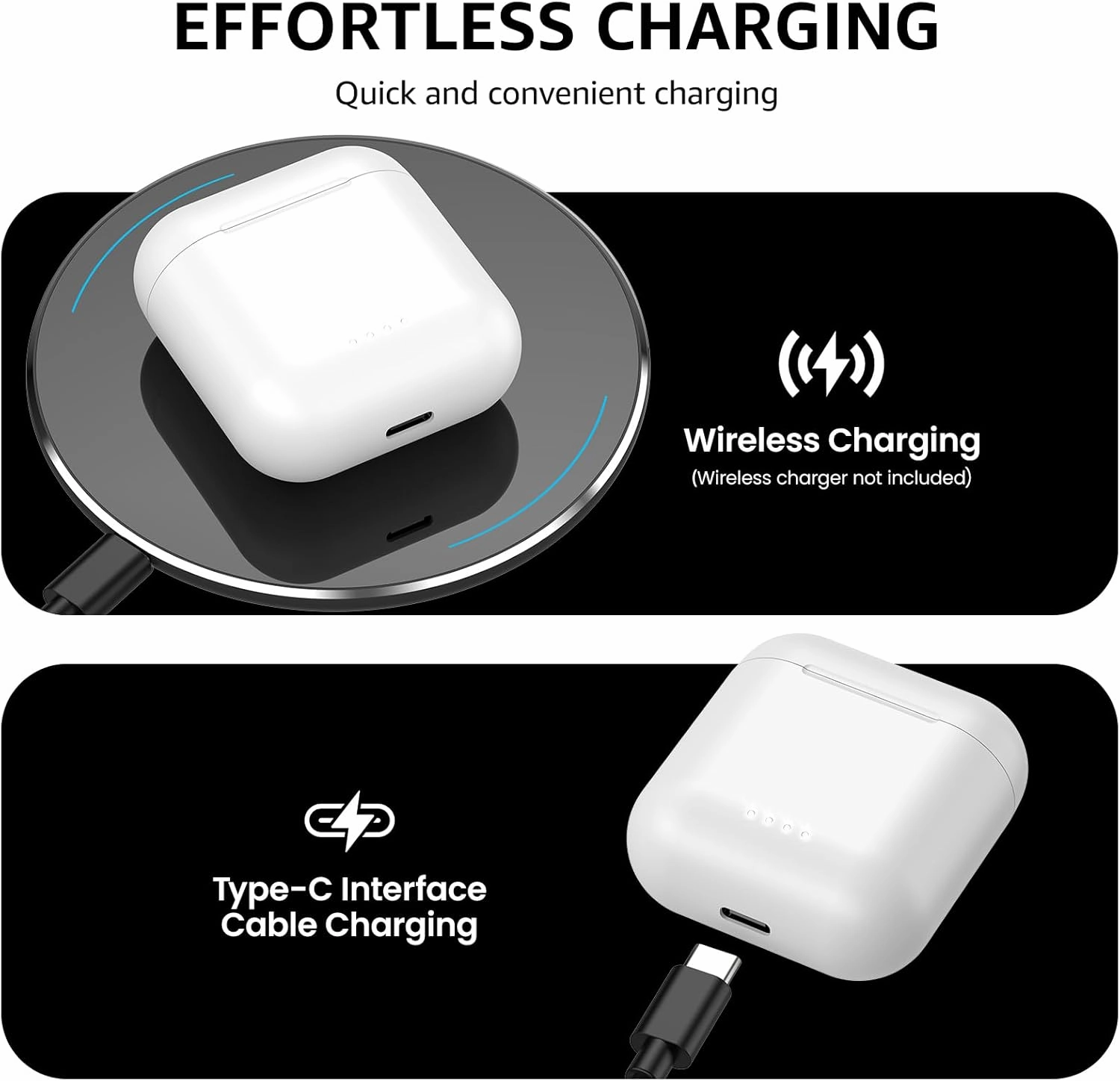 TOZO T6 True Wireless Earbuds Bluetooth 5.3 Headphones 50H Long Playtime, Wireless Charging Case, IPX8 Waterproof Stereo Earphones, Built-in Mic Calls, Headset Premium Deep Bass 32 Preset EQs via APP