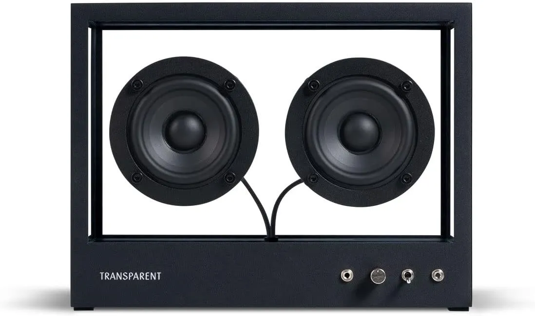 Transparent Bluetooth Speaker - Crystal Clear Sound, Forever Upgradable Speaker - Timeless Aluminium and Tempered Glass Design - Bluetooth and Cable - Black