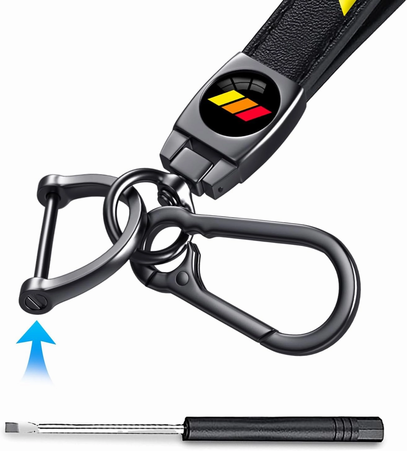 Tri-Color Sports Leather Metal Car Key Chain Keyring Accessories, Keychain Keyring Family Present Car Accessories