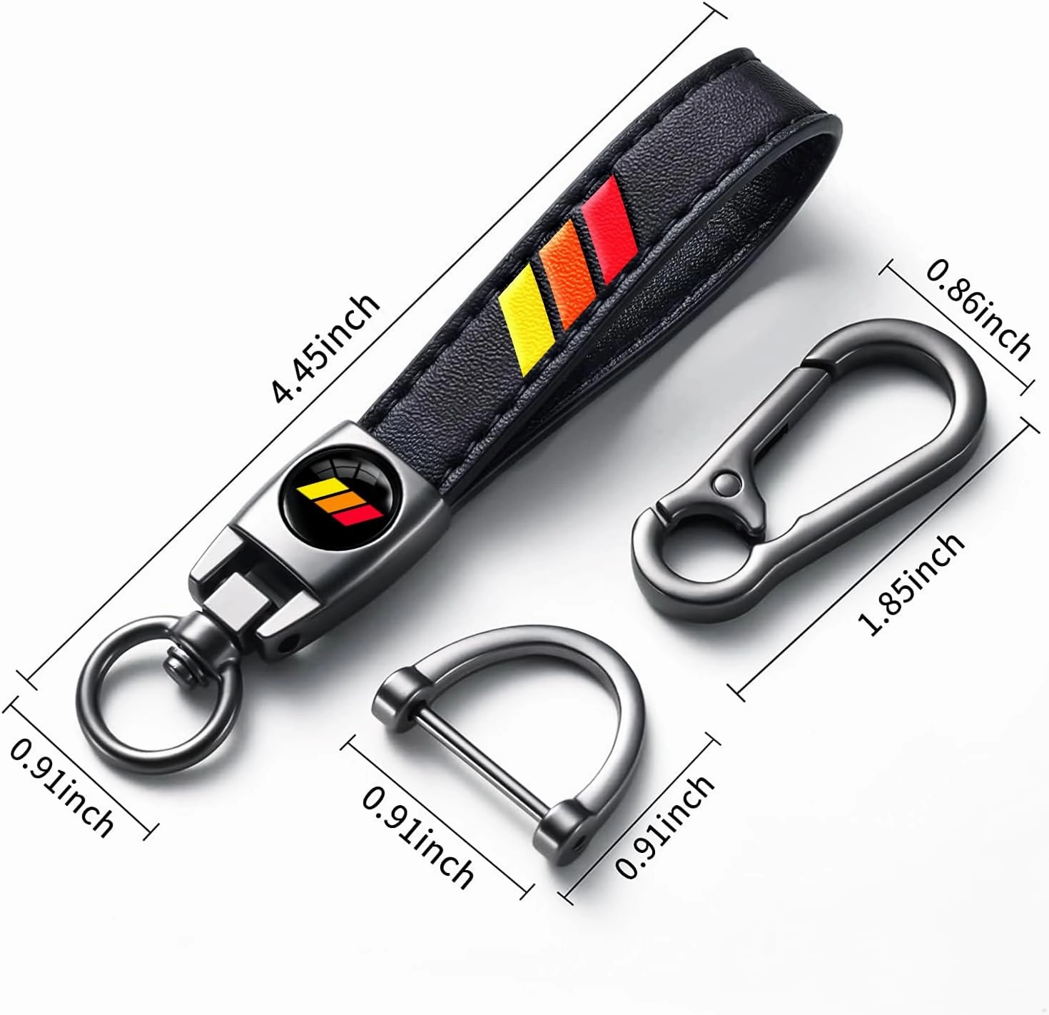 Tri-Color Sports Leather Metal Car Key Chain Keyring Accessories, Keychain Keyring Family Present Car Accessories