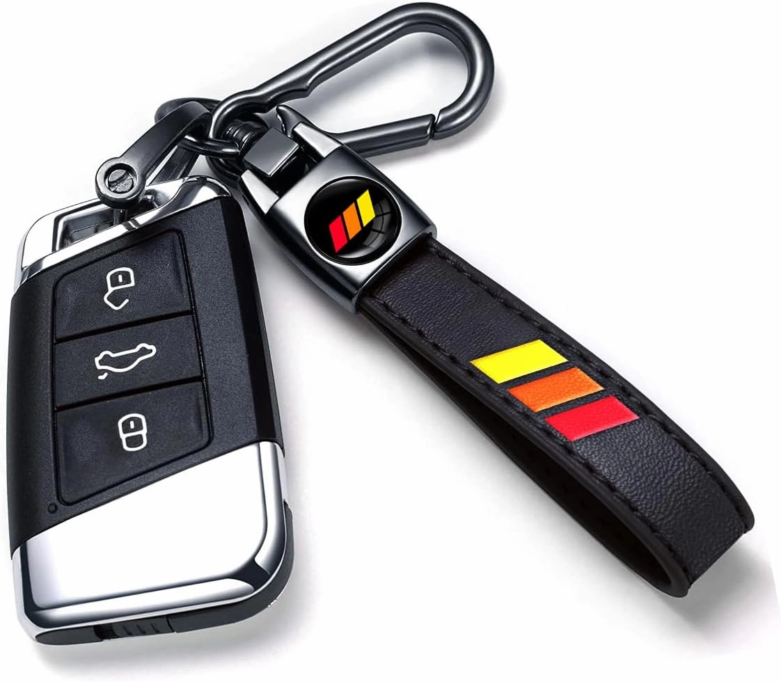 Tri-Color Sports Leather Metal Car Key Chain Keyring Accessories, Keychain Keyring Family Present Car Accessories