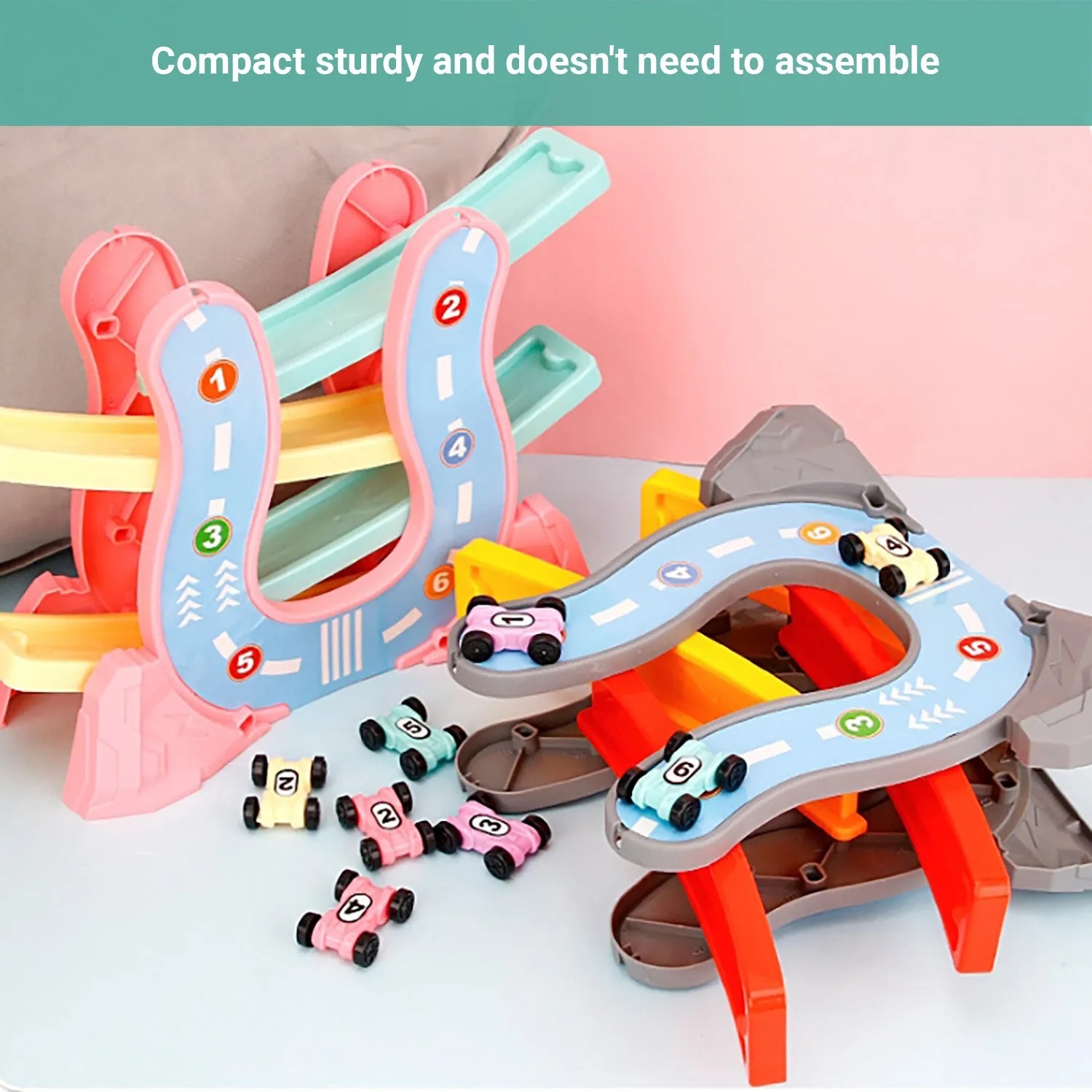 Truboo Kids Car Track Toy Gliding Playset Vehicle Race Rail Slider Boy Toddlers