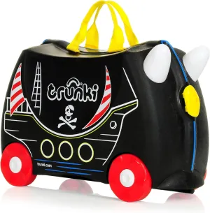 Trunki Ride-On Kids Suitcase | Tow-Along Toddler Luggage | Carry-On Cute Bag with Wheels | Kids Luggage and Airplane Travel Essentials: Pedro Pirate Ship Black