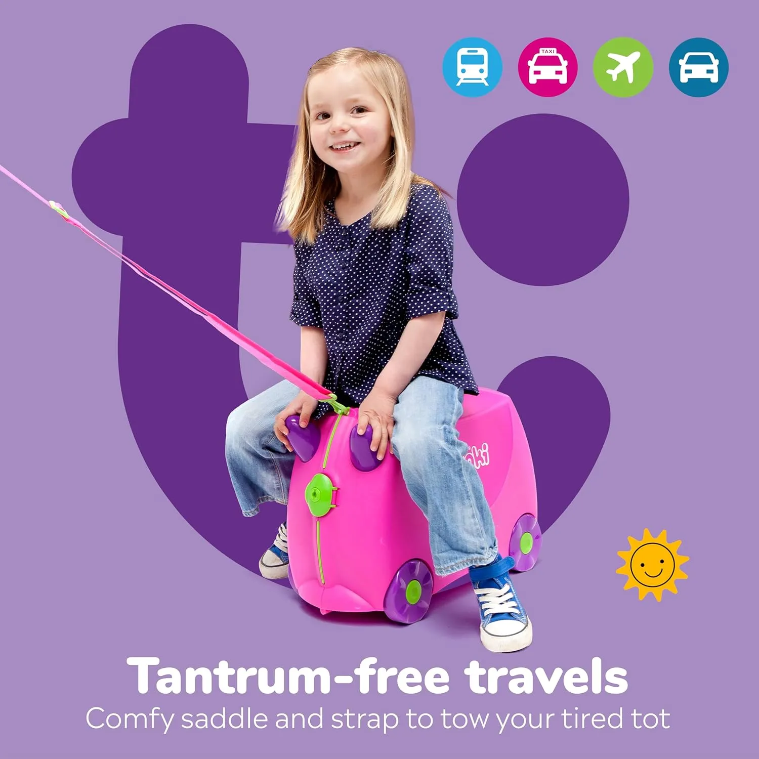 Trunki Ride-On Kids Suitcase | Tow-Along Toddler Luggage | Carry-On Cute Bag with Wheels | Kids Luggage and Airplane Travel Essentials: Trixie Girl Pink