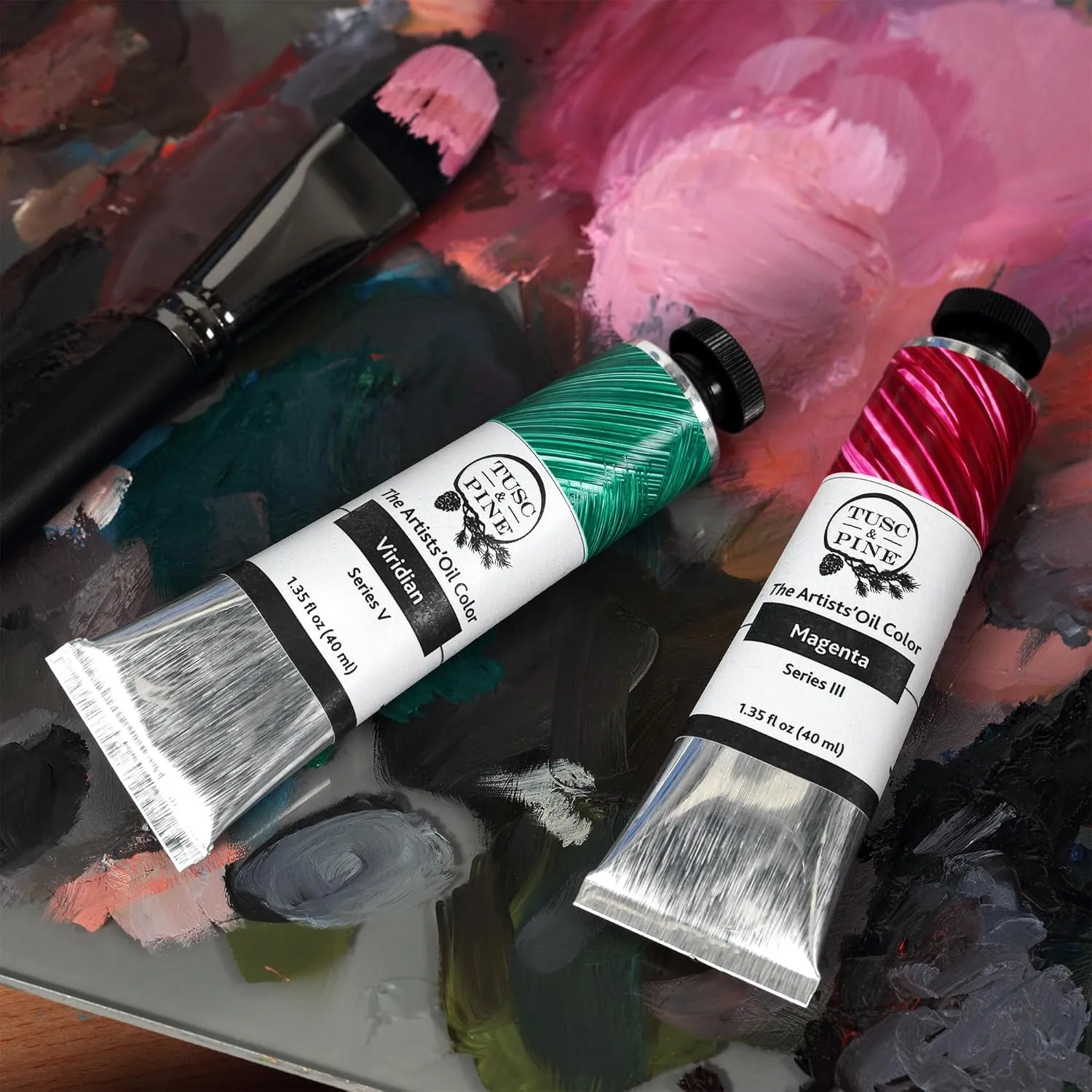 Tusc & Pine Artist Oil Paint - Wellington Vert Noir, 40 ml, Non-Yellowing, Rich & Creamy Consistency, Maximum Pigment Load, Small Batch Milled Oil Paints Made in The USA for Professional Artists